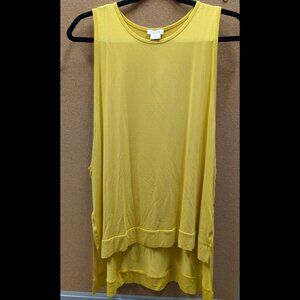 Yelete Mustard Sleeveless Tunic Top with Layered Hem